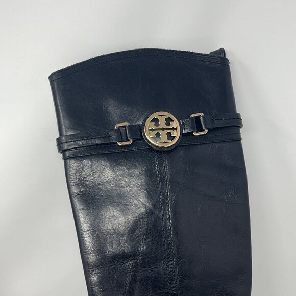 Tory Burch 'Calista' riding boots leather black 8M - Picture 6 of 14